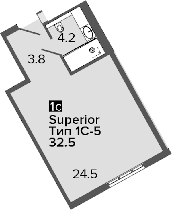 Квартира студия 31.6 м², 7/16 эт., Апарт-отель «ARTSTUDIO M103»